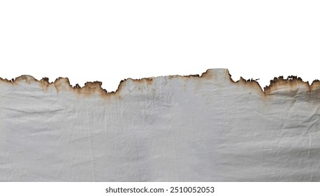 Decayed fabric with a burnt edge on an isolated background. Halloween horror background blank template with empty copy space. - Powered by Shutterstock