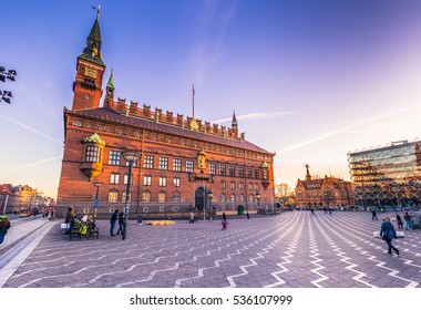 December 02, 2016: City Hall Square In Copenhagen, Denmark