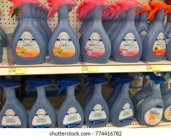 DECEMBER 1 2017 - NEW HOPE, MN: Febreeze Fabric Freshener Spray Bottles On Display At A Retail Supermarket For Sale For Customers 