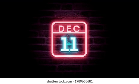 December 11 Calendar on neon effects background blue and red neon lights. Day, month December Calendar on bricks background Neon Sign Light Red Blue - Powered by Shutterstock