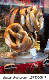 December 14th 2019: Salt Bretzels On Display In Patisserie Window