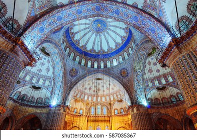 DECEMBER 18,2010 ISTANBUL.Blue Mosque (SULTANAHMET CAMII) interior.