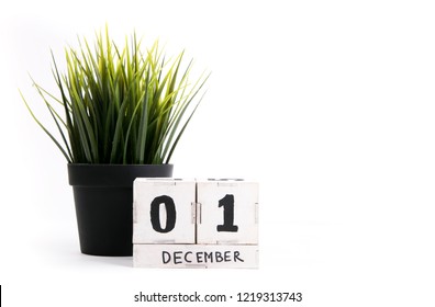 December 1st. Day 1 Of December Month. Winter Time. Empty Space For Text. New Year Concept