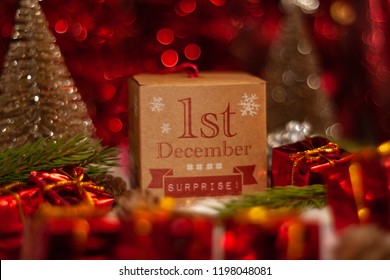 December 1st Gift box Christmas calendar with small gift boxes for Advent - Powered by Shutterstock