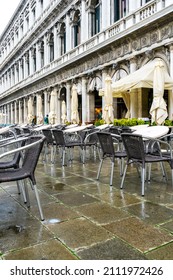 December 2, 2021 - Venice, Italy: Outdoor Terrace Of Caffè Florian At San Marco Square On A Winter Day.