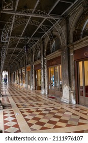 December 2, 2021 - Venice, Italy: Outdoor Terrace Of Caffè Florian In Portico At San Marco Square On A Winter Day.