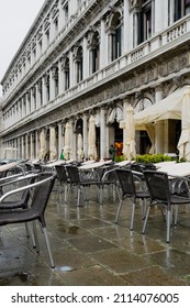 December 2, 2021 - Venice, Italy: Outdoor Terrace Of Caffè Florian At San Marco Square On A Winter Day.