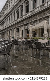 December 2, 2021 - Venice, Italy: Outdoor Terrace Of Caffè Florian At San Marco Square On A Winter Day.