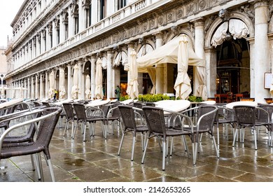 December 2, 2021 - Venice, Italy: Outdoor Terrace Of Caffè Florian At San Marco Square On A Winter Day.