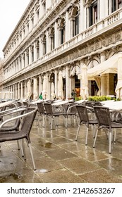 December 2, 2021 - Venice, Italy: Outdoor Terrace Of Caffè Florian At San Marco Square On A Winter Day.