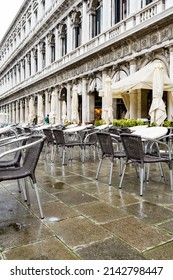 December 2, 2021 - Venice, Italy: Outdoor Terrace Of Caffè Florian At San Marco Square On A Winter Day.