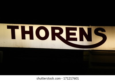 DECEMBER 2013 - BERLIN: the logo of the brand "Thorens", Berlin.