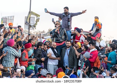 December  2021 Delhi, India: Singer Babbu Maan During The Protest At Singhu Border Against The New Farm Law In India.