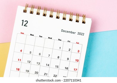 December 2022 Monthly desk calendar for 2022 year on beautiful background. - Shutterstock ID 2207110341