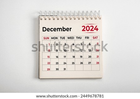 December 2024. Resolution, strategy, solution, goal, business and holidays. Date - month December 2024. Page of annual monthly calendar - December 2024