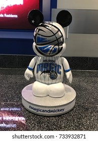 December 23, 2016 At The Amway Center In Orlando Florida At The Lakers Versus Orlando Magic Game. This Is A Statue Painted In The Entrance Of The Arena.