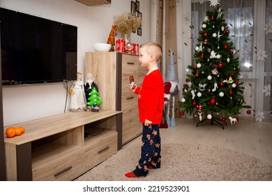 December 23, 2021 - Vinnytsia, Ukraine: A Little Boy Watches The Movie 