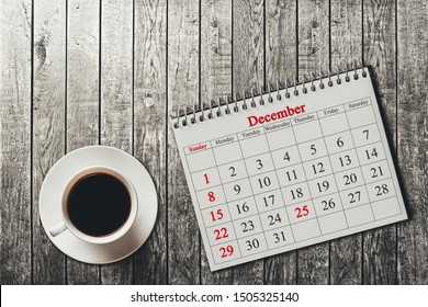 December 25 In The Calendar On The Wood Background