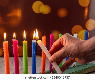 December 7th day of the Candles - Candles lit with Christmas decorations. - Powered by Shutterstock