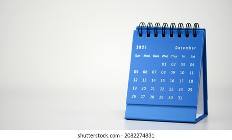 December Calendar 2021 on White table background.Time planning, day counting and holidays
