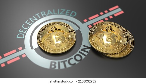 Decentralized cryptocurrency Bitcoin blockchain symbol digital encryption network 3D render concept background