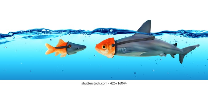 Deception Concept - Disguise Between Shark And Goldfish
