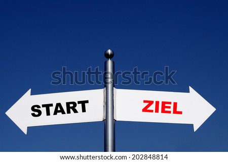 decision - german sign - start and target