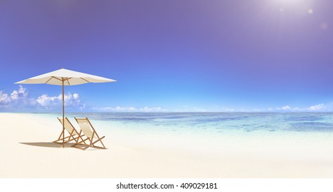 Deck chair on the tropical beach. - Powered by Shutterstock