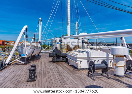 Deck of Gil Eannes rescue ship moored at Viana do Castelo in Portugal