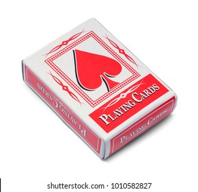 Deck of Playing Cards in Box Isolated on White.