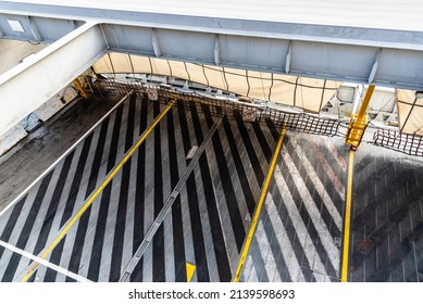 Deck for vehicles of roro ferry. Top view