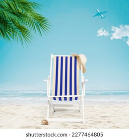 Deckchair on the tropical beach: summer vacations concept