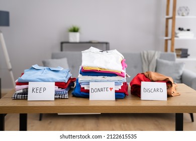 Declutter Clothes Wardrobe. Keep And Donate Fashion - Shutterstock ID 2122615535