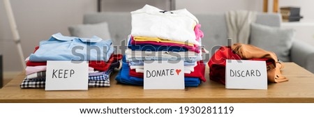 Declutter Clothes Wardrobe. Keep And Donate Fashion