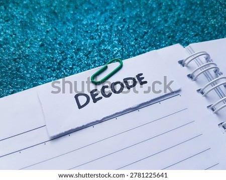 Decode writting on blue background. 