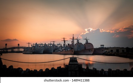 Decommissioned Navy Ships In The Shipyard