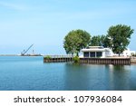 The decommissioned US Coast Guard Station at the mouth of the Cuyahoga River in Cleveland, Ohio