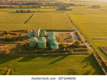 Decommissioning of a biogas plant taken from the air perspective with a drone