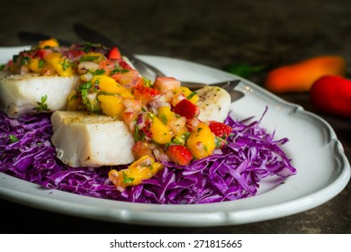 Decontructed Fish Tacos On A Bed Of Cabbage