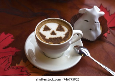 Decor Coffee Shop Halloween Cup Cappuccino Stock Photo Edit Now 746795926