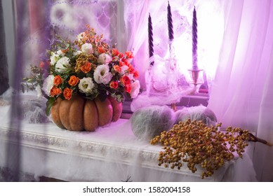 Decor Halloween Flowers And Candles