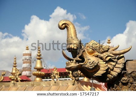 Decor of the main temple in Tibet, Lhasa