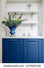 Decor In The Modern Kitchen Classic Blue Color Interior. Color Of The Year 2020 Classic Blue Pantone