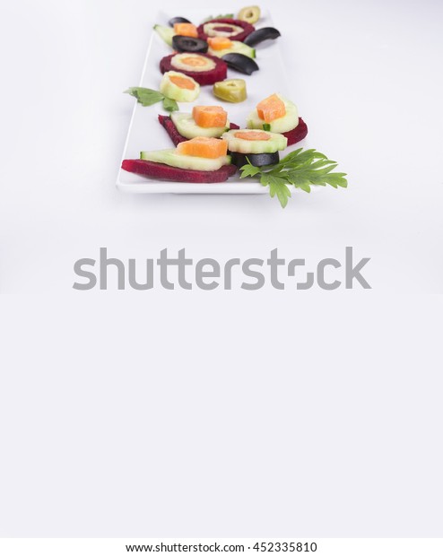 Decorate Plate Carving Vegetables Food And Drink Objects Stock