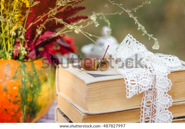 Decorated Autumn Wedding Rustic Wedding Decor Stock Photo Edit