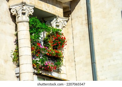 Decorated Balcony, Mediterranean Climate Flora And Architecture