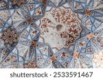 Decorated Ceiling of the winter mosque of Abdulaziz Khan Madrasah, an ancient madrassah in Bukhara, Uzbekistan. It was built in 1652-1654