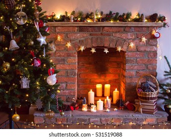 Christmas Fireplace Images Stock Photos Vectors Shutterstock