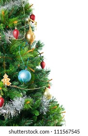 Decorated Christmas Tree Isolated On White