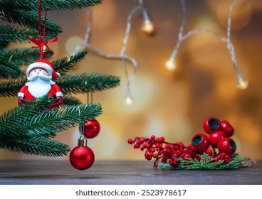 Decorated Christmas tree on blurred background. - Powered by Shutterstock